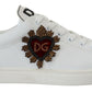 Elegant Low-Top Leather Sneakers with Silver Accents