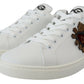 Elegant Low-Top Leather Sneakers with Silver Accents