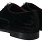 Elegant Black Derby Shoes with Heart Embroidery