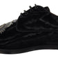Elegant Black Derby Shoes with Heart Embroidery