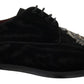 Elegant Black Derby Shoes with Heart Embroidery