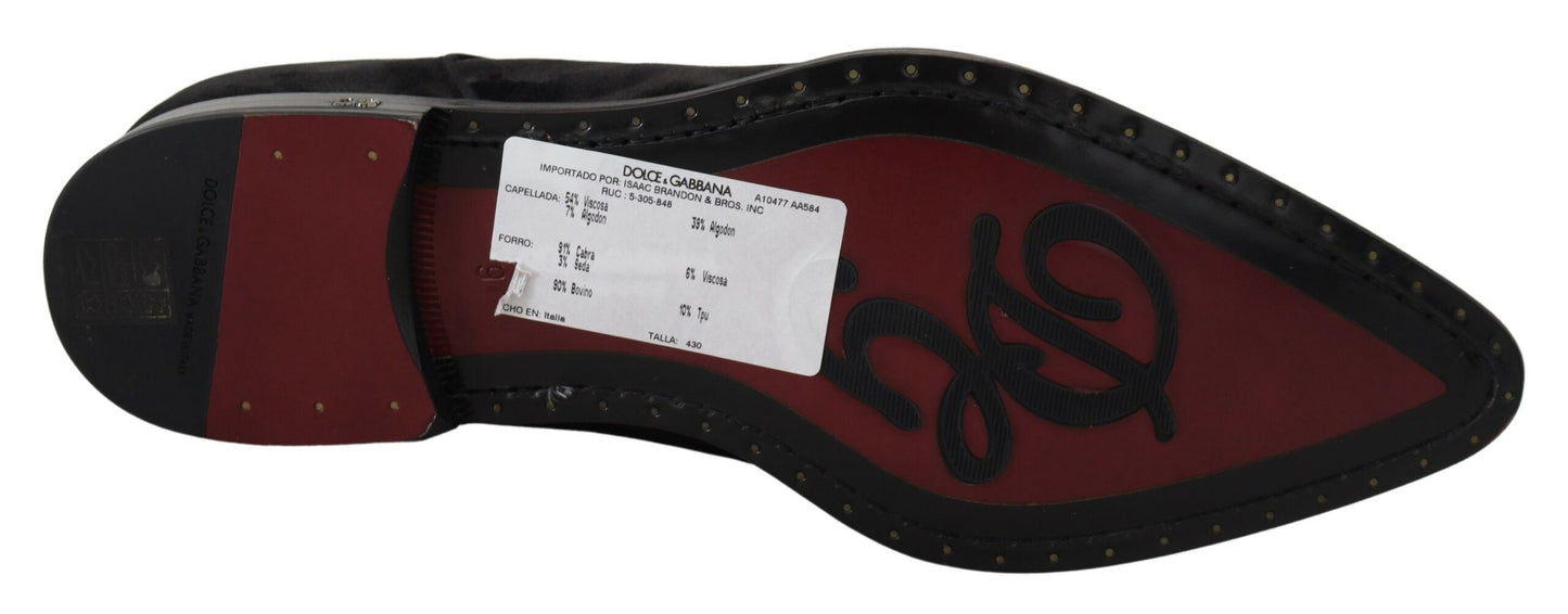 Elegant Black Derby Shoes with Heart Embroidery