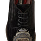 Elegant Black Derby Shoes with Heart Embroidery