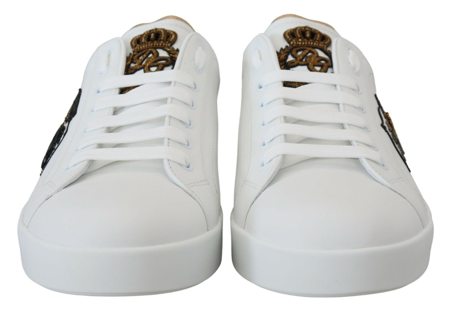 Regal Gold-Accent Leather Sneakers