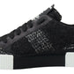 Chic Black Textured Low Top Sneakers