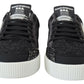 Chic Black Textured Low Top Sneakers