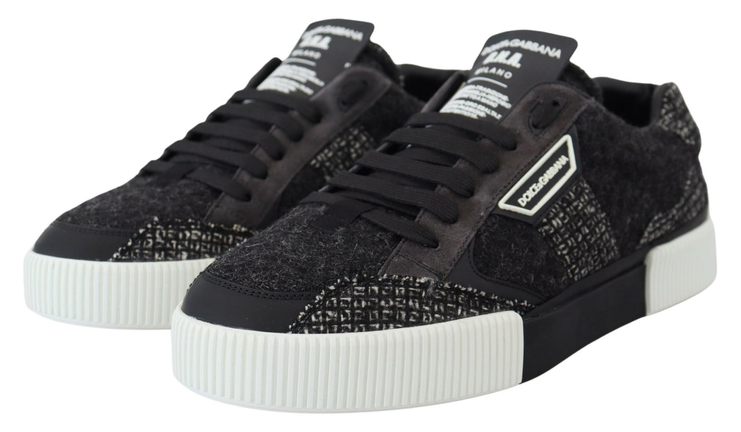 Chic Black Textured Low Top Sneakers