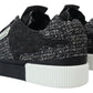Chic Black Textured Low Top Sneakers