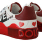 Exclusive Red & White Love Motif Sneakers