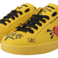 Exquisite Yellow Leather Casual Sneakers