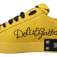 Exquisite Yellow Leather Casual Sneakers