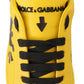 Exquisite Yellow Leather Casual Sneakers
