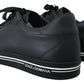 Sleek Black Low Top Leather Sneakers
