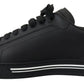 Sleek Black Low Top Leather Sneakers