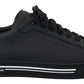 Sleek Black Low Top Leather Sneakers