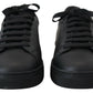 Sleek Black Low Top Leather Sneakers