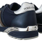 Elegant Blue Low Top Leather Sneakers