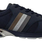 Elegant Blue Low Top Leather Sneakers