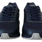 Elegant Blue Low Top Leather Sneakers