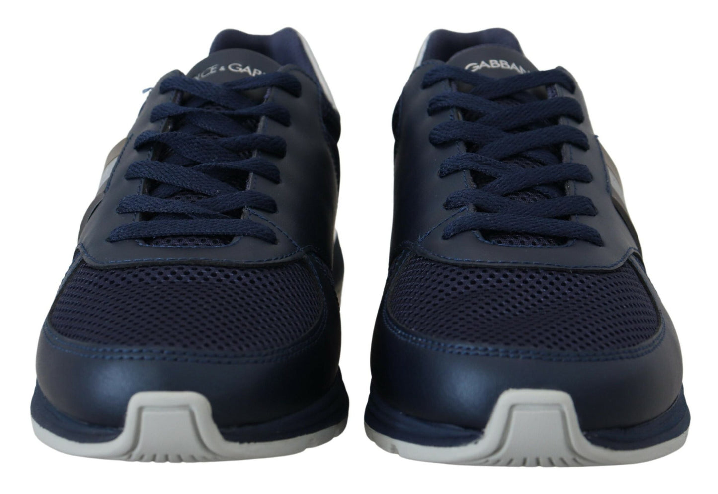 Elegant Blue Low Top Leather Sneakers