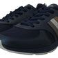 Elegant Blue Low Top Leather Sneakers