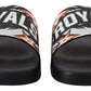 Elegant Black and Orange Slide Sandals