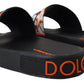 Elegant Black and Orange Slide Sandals
