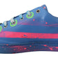 Handpainted Blue Leather Low Top Sneakers