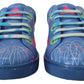 Handpainted Blue Leather Low Top Sneakers