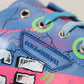 Handpainted Blue Leather Low Top Sneakers