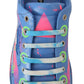 Handpainted Blue Leather Low Top Sneakers