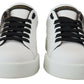 Elegant White Leather Sneakers with Heart Roses Detail