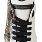 Elegant White Leather Sneakers with Heart Roses Detail