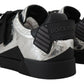 Exclusive Silver and Black Low Top Leather Sneakers