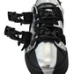 Exclusive Silver and Black Low Top Leather Sneakers