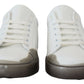 Elegant White Low Top Leather Sneakers