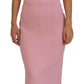 Elegant Light Pink V-Neck Midi Dress