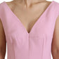 Elegant Light Pink V-Neck Midi Dress
