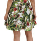Elegant Fig Print A-Line Sleeveless Dress