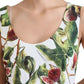 Elegant Fig Print A-Line Sleeveless Dress