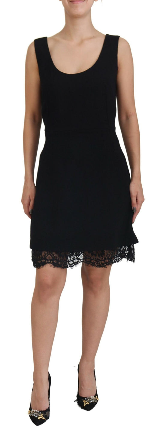Elegant Black Lace Detail Mini Dress