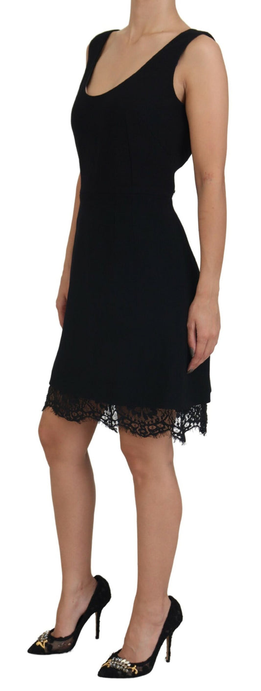 Elegant Black Lace Detail Mini Dress