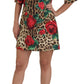 Colorful Leopard & Floral Print A-Line Dress
