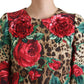 Colorful Leopard & Floral Print A-Line Dress
