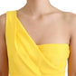 Elegant Yellow One-Shoulder Midi Dress