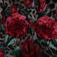 Elegant Silk A-Line Dress with Leopard and Rose Print
