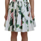 Elegant White Rose Print A-Line Mini Dress