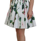 Elegant White Rose Print A-Line Mini Dress