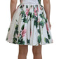Elegant White Rose Print A-Line Mini Dress