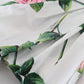 Elegant White Rose Print A-Line Mini Dress
